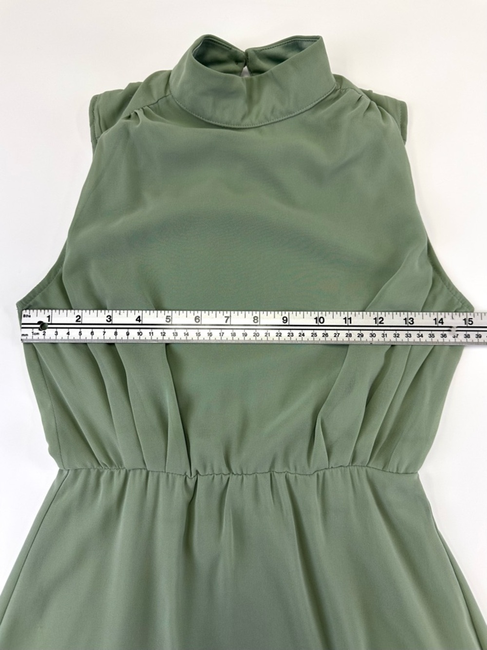 Lulus Classic Elegance Sage Chiffon Sleeveless Mock Neck Maxi Dress Small - Picture 9 of 15